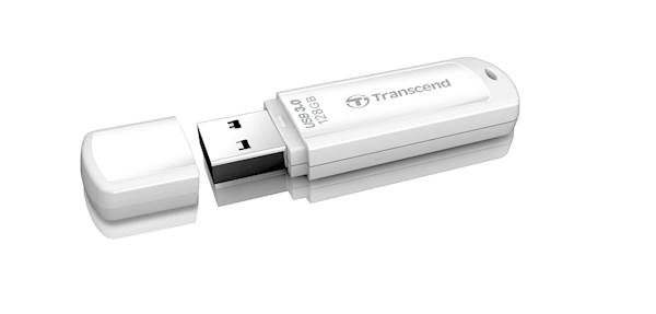USB DISK TRANSCEND 128GB JF 730, 3.0, bel, s pokrovčkom