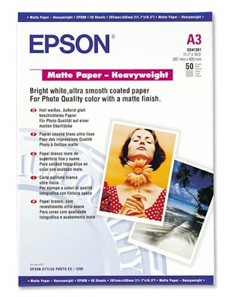 PAPIR EPSON A3, 50 LISTOV MATTE PAPER, 167g/m²