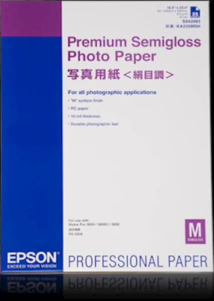 PAPIR EPSON A2 PREMIUM SEMIGLOSS PHOTO PAPER, 25 LISTOV 250g/m²