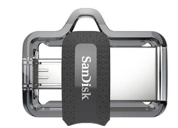 MICRO USB & USB DISK SANDISK 32GB ULTRA DUAL, 3.0, srebrno-črn, drsni priključek