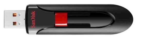 USB DISK SANDISK 64GB CRUZER GLIDE, 2.0, črno-rdeč, drsni priključek