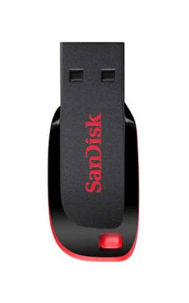 USB DISK SANDISK 16GB CRUZER BLADE, 2.0, črno-rdeč, brez pokrovčka