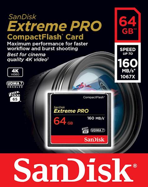 CF SANDISK 64GB EXTREME PRO UDMA7, 160/150MB/s, VPG-65