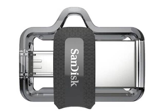 MICRO USB & USB DISK SANDISK 128GB ULTRA DUAL, 3.0, srebrno-črn, drsni priključek
