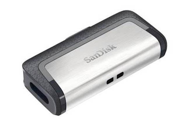USB C & USB DISK SANDISK 128GB ULTRA DUAL, 3.1/3.0, srebrno-črn, drsni priključek