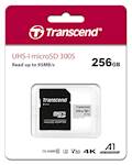 SDXC TRANSCEND MICRO 256GB 300S, 95/45MB/s, C10, UHS-I Speed Class 3 (U3), adapter