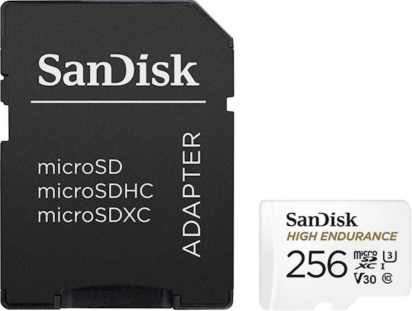 SDXC SANDISK MICRO 256GB HIGH ENDURANCE VIDEO, 100/40MB/s, UHS-I, U3, C10, V30, adapter