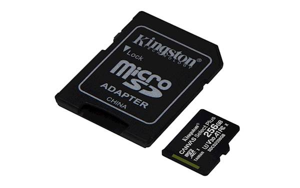 SDXC KINGSTON MICRO 256GB CANVAS SELECT Plus, 100/85MB/s (r/w), C10 UHS-I, adapter