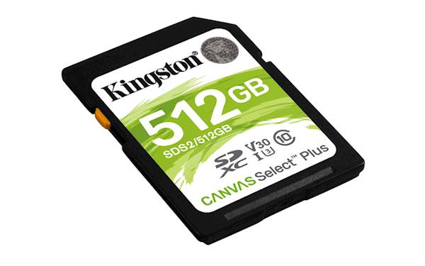 SDXC KINGSTON 512GB CANVAS SELECT Plus, 100/85 MB/s (r/w), C10 UHS-I U1 V10