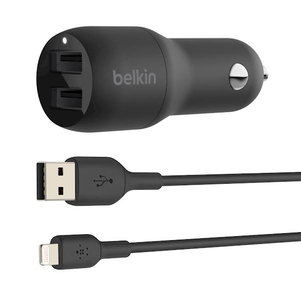 BELKIN USB-A AVTOPOLNILEC 24W +Lightning kabel