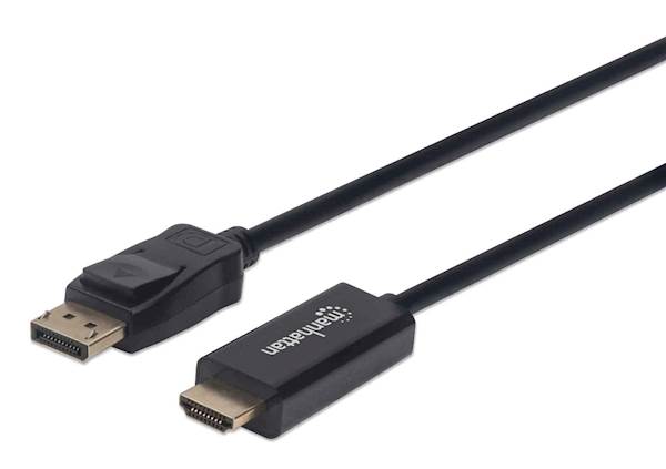 DisplayPort do HDMI kabel 1080p MANHATTAN, DP moški do HDMI moški, 3 m, črna