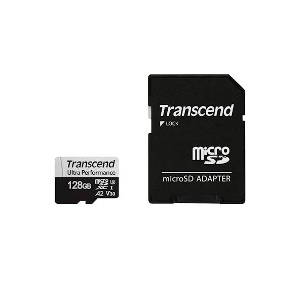 SDXC TRANSCEND MICRO 128GB 340S, 160/125 MB/s, C10, U3, V30, A2, adapter