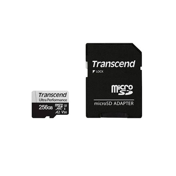 SDXC TRANSCEND MICRO 256GB 340S, 160/125 MB/s, C10, U3, V30, A2, adapter