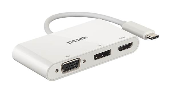 DLINK 3-v-1 adapter USB-C  HDMI / VGA / DisplayPort