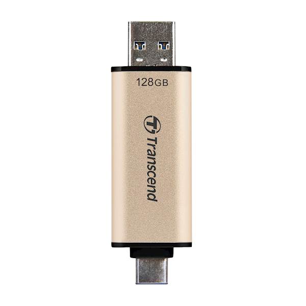USB C & USB DISK TRANSCEND 128GB 930C, 3.2, 420/400MB/s, zlat, kovinski, TLC