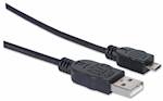 Kabel USB A/Micro-B MANHATTAN, moški/moški, USB 2.0, 1,8 m, črne barve