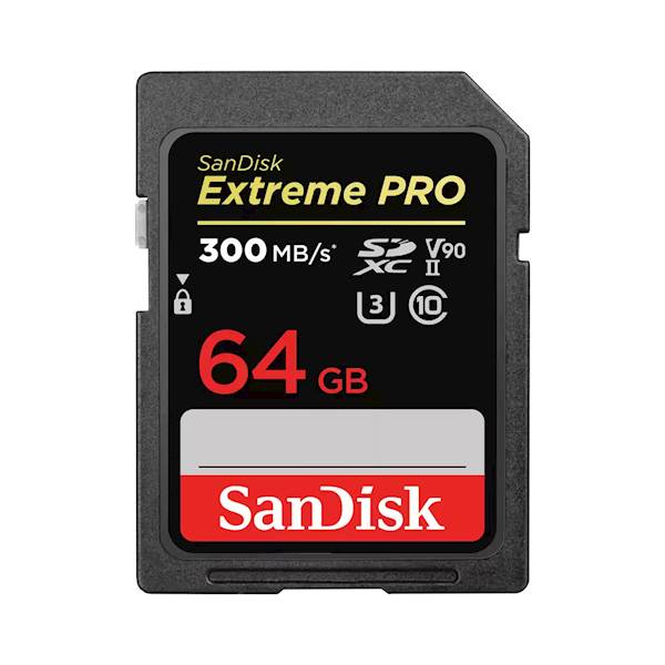 SDXC SANDISK 64GB EXTREME PRO, 300/260MB/s, UHS-II Speed Class 3 (U3)
