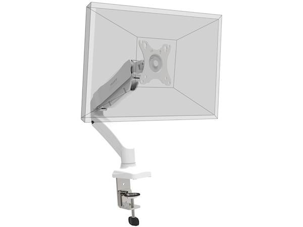 Namizni nosilec PORT za monitor, do 32", max 8 kg, aluminj, bel / eregonomska