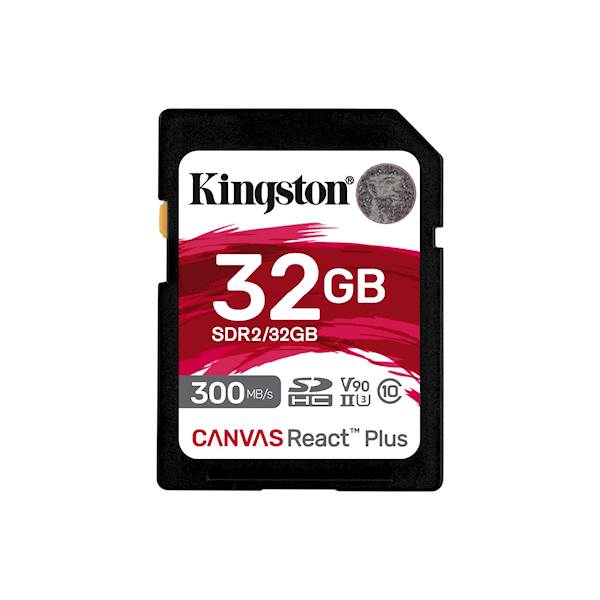 SDHC KINGSTON 32GB Canvas REACT Plus, 300/260MB/s, UHS-II, C10, U3, V90