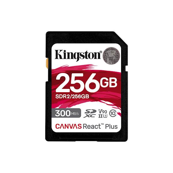 SDXC KINGSTON 256GB Canvas REACT Plus, 300/260MB/s, UHS-II, C10, U3, V90