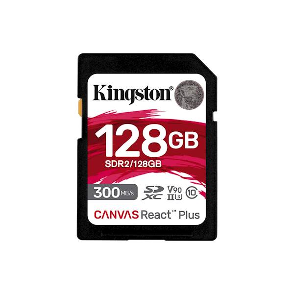 SDXC KINGSTON 128GB Canvas REACT Plus, 300/260MB/s, UHS-II, C10, U3, V90