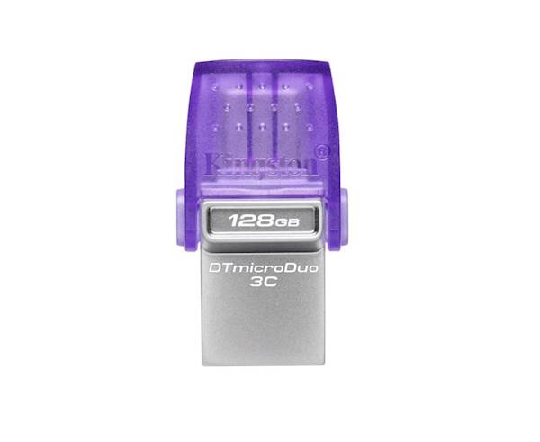 USB C & USB DISK Kingston 128GB DT microDuo3G3, 3.2 Gen1, OTG, plastičen s pokrovčkom