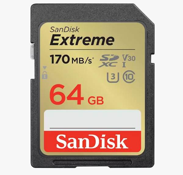 SDXC SANDISK 64GB EXTREME, 170/80 MB/s, UHS-1, C10, U3, V30