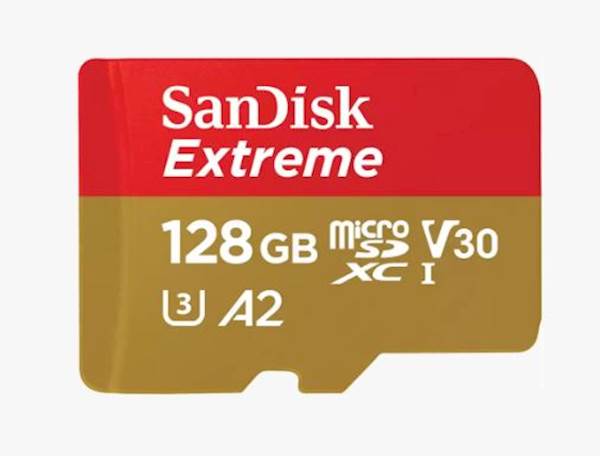 SDXC SANDISK MICRO 128GB EXTREME, 190/90MB/s, A2, UHS-I, V30, U3, C10, adapter