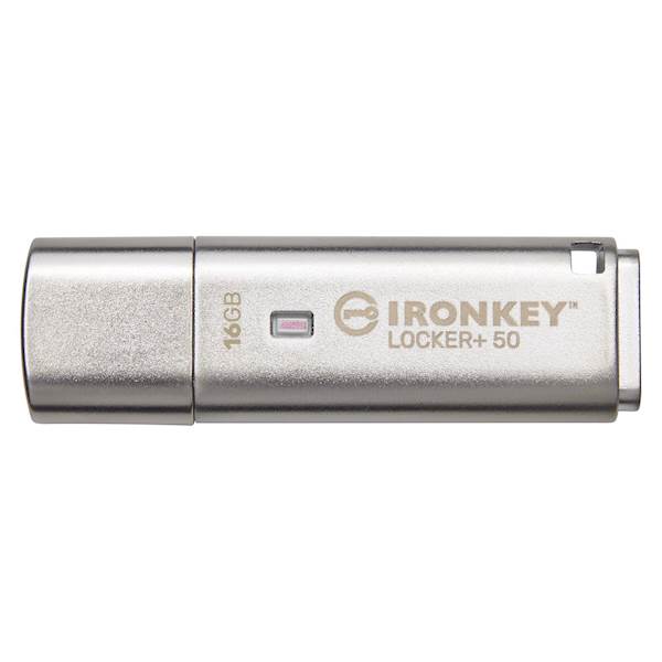 USB DISK Kingston Ironkey 16GB Locker+ 50, 3.2 Gen1, 256bit enkripcija, kovinski,s pokrovčkom