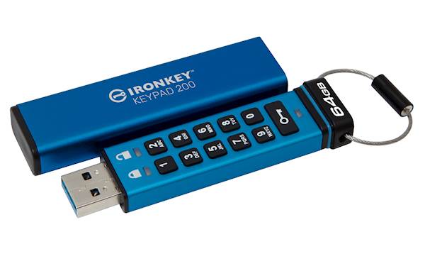 USB disk Kingston Ironkey 64GB Keypad 200, 3.2 Gen1, FIPS 140-3Lvl 3, AES-256 strojna zaščita
