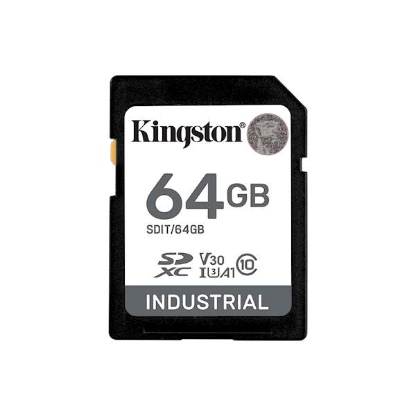SDXC Kingston 64GB Industrial, do 100MB/s, Class 10, UHS-I, U3, V30, A1