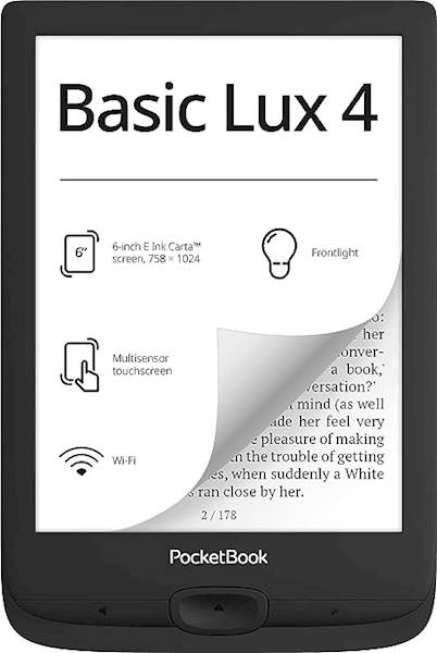 Elektronski bralnik PocketBook Basic Lux 4, črn