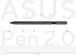 Aktivno pero Asus Pen 2.0 SA203H, podpira naprave MPP 2.0, USB-C polnjenje, konice: 2H, H, HB, B
