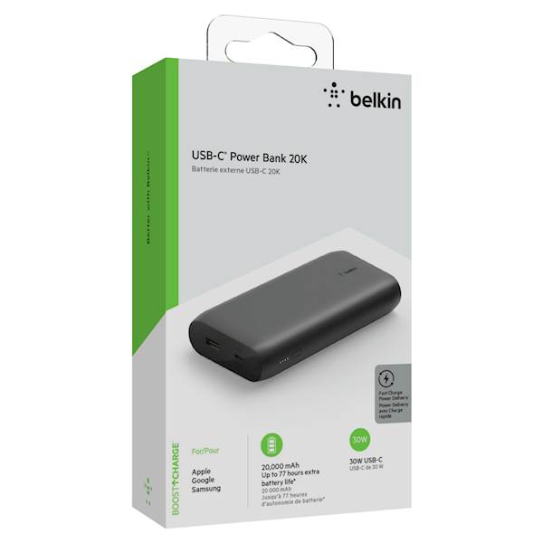 Belkin Prenosna baterija 20K Črn 30W