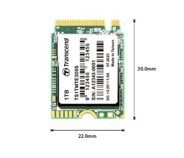 SSD Transcend M.2 PCIe NVMe 1TB 300S 2230, 2000/1650 MB/s, 3D TLC, DRAM-less