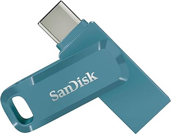 USB C & USB disk SanDisk 64GB Ultra Dual GO, 3.1, 150 MB/s, modra